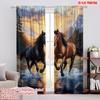 2pcs,2D Plane Printing Creative Curtains Galloping Duo Versatile Fabric (without Rod) Room Decor Ldeal for Bedroom Living Room