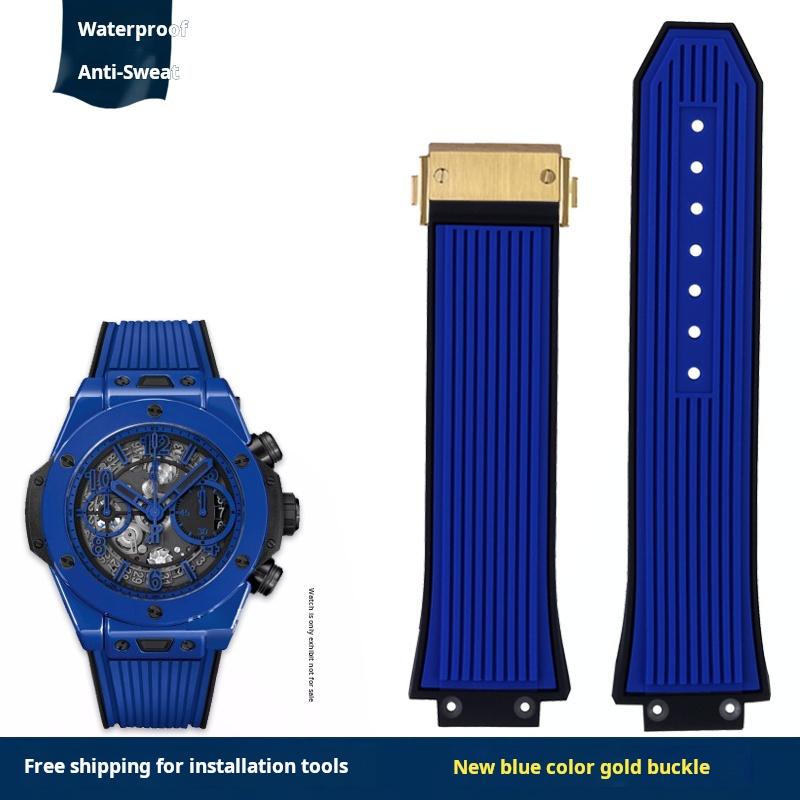 For HUBLOT BIG BANG Series Silicone Rubber Strap 27x17mm Convex Interface Watch Band Men Collapsible Buckle Bracelet Accessories