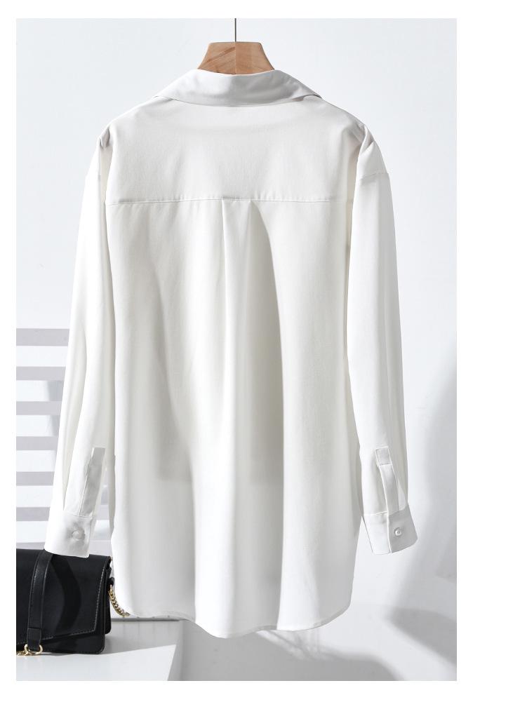 Women's White Non-Iron Wrinkle-Free Shirt Jacket - Plus Size, Loose Fit, Simple Commute Style for Spring and Autumn 2026