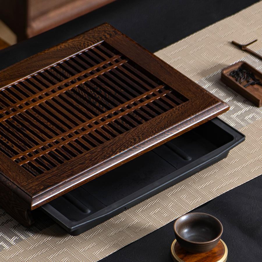 New Chinese living room table wenge water storage tea tray drawer type with tray drainage kung fu  set solid wood