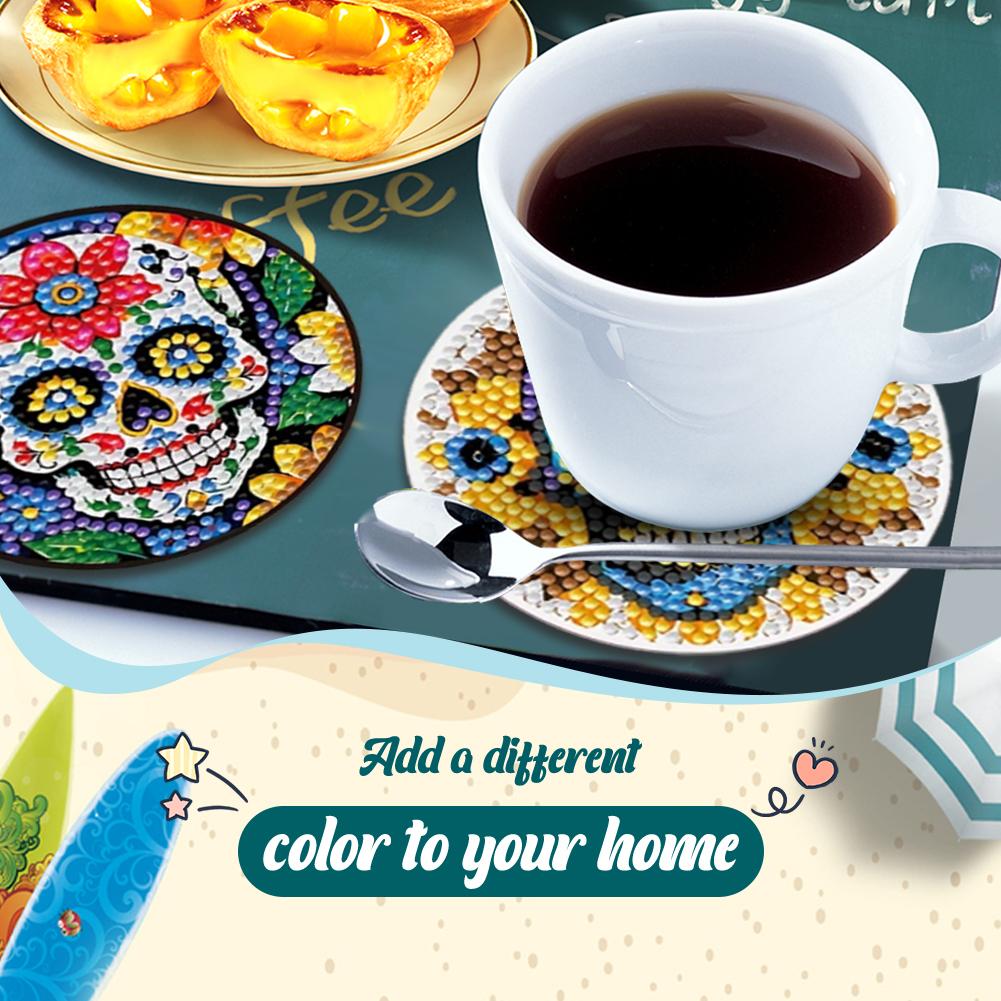 8 Pcs DIY Diamond Painting Coasters Kits DIY Diamond Art Coaster Set for Beginners Adults Art Craft Supplies