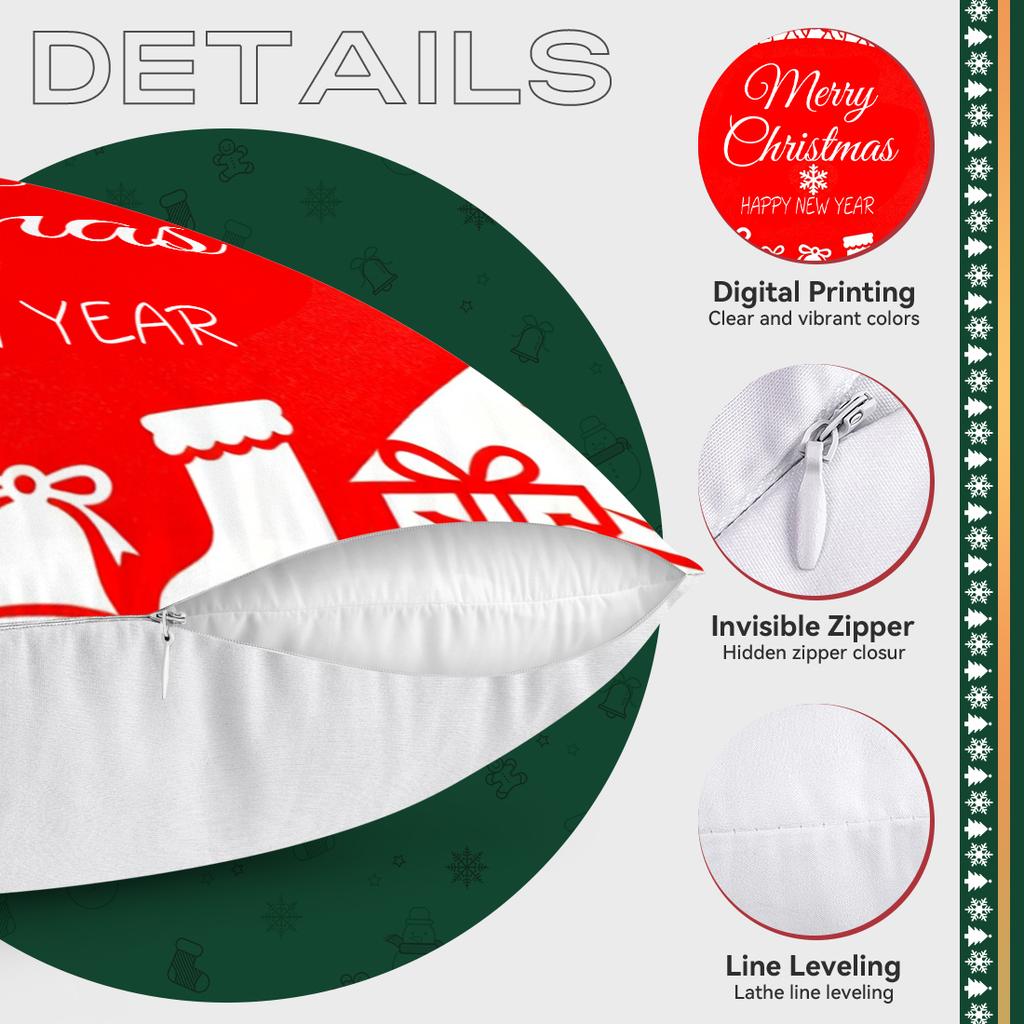 Merry Christmas Cushion Pillowcase Printed Polyester 40/45/50cm Throw Pillowcover Decorative Sofa Cushion Pillowslip Home Decor