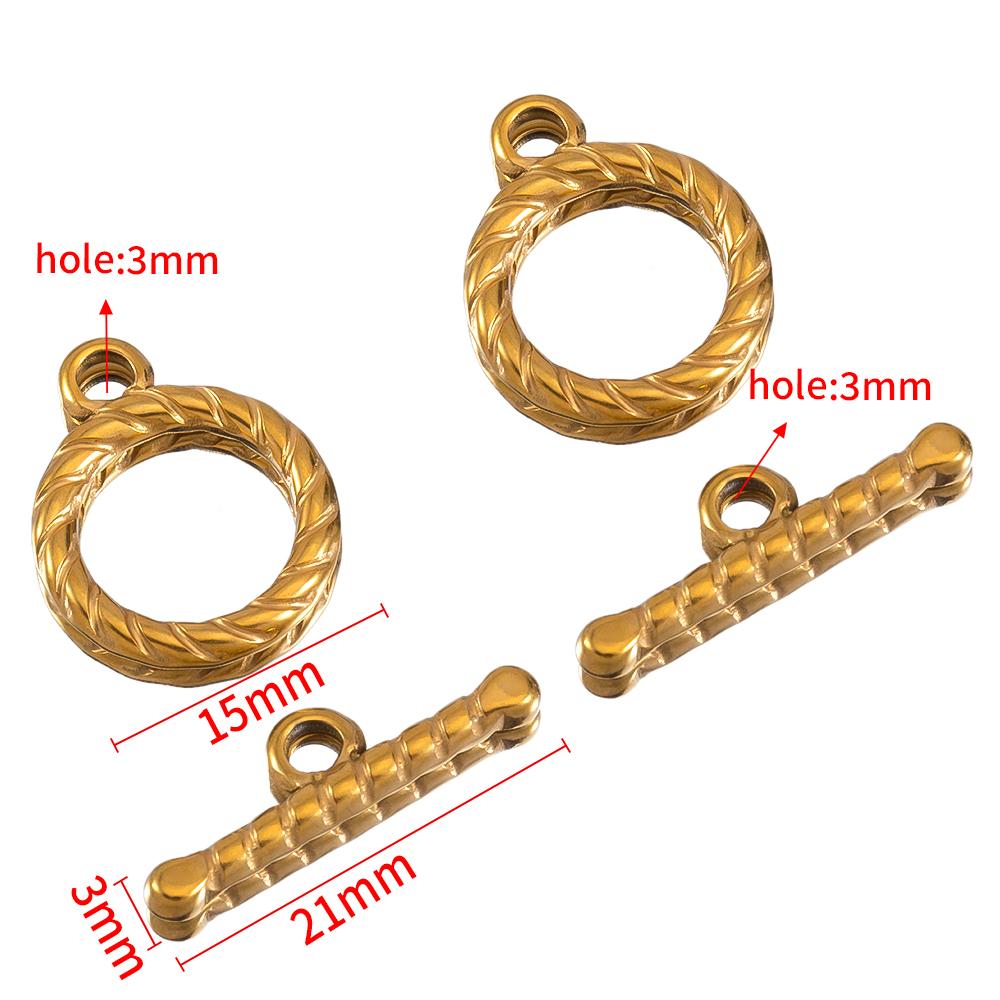 3setst Stainless Steel Embossed OT Toggle Clasp Hook Circle Rings Connectors DIY Necklaces Bracelets Accessories Jewelry Making