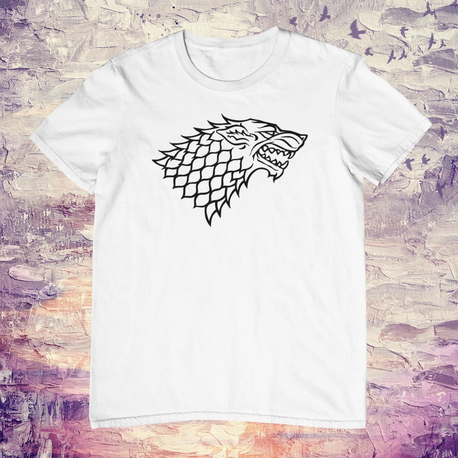 Dire Wolf Winter Is Coming Printed Cotton  Unisex T-Shirt Top Tee 100