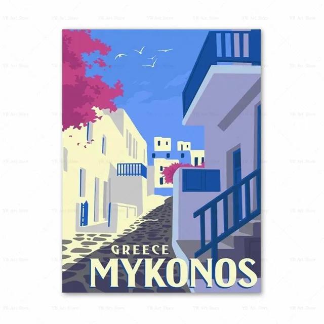 Spanien Amalfiküste Santorini Französische Riviera Italien Druck Kunst Leinwand Poster Für Wohnzimmer Dekoration Zuhause Wandbild