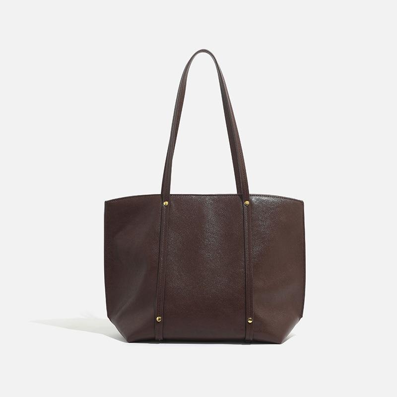 2024 New Casual Fashion Simple Textured Cross-Border Women's Shoulder Bag Trendy Textured Large Capacity Handheld Tote Bag