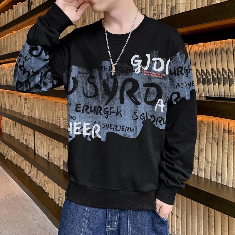 Men's Sweatshirt Spring and Autumn New Pullover Round Neck Printed Sweatshirt Versatile Loose Casual Men's Tops Men's Clothing