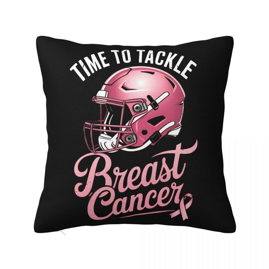 Football Breast Cancer Breast Cance Square Pillow Cases Cushion Cover Fashion Zipper Decorative Pillowcase for Car 45x45cm