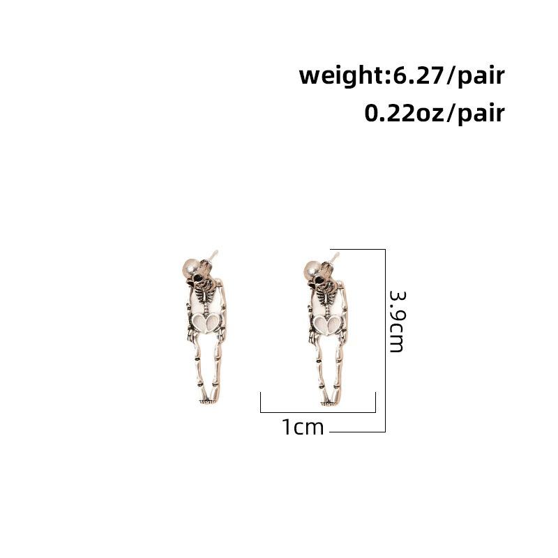 Exaggerated Punk Halloween Skeleton Skull Alloy Stud Earrings For Women