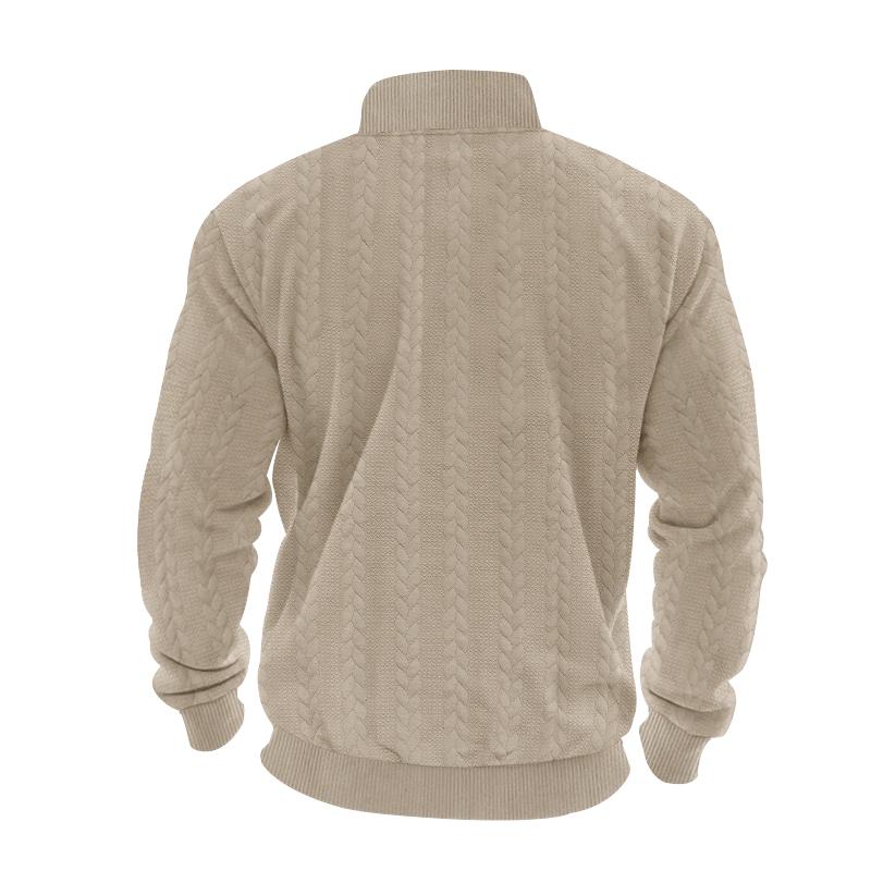 Men's Winter and Autumn Warm Pullover Hoodie Featuring A Quarter-Zip Design and Jacquard Pattern Men's Long-Sleeved Hoodie