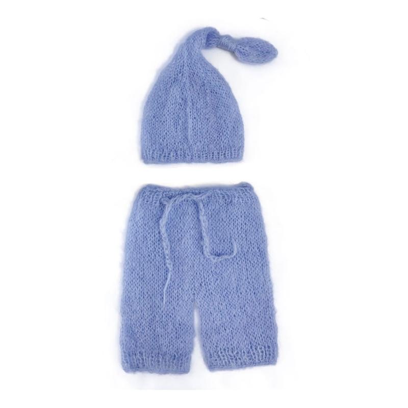 0-2 Monate Baby Foto Kleidung Strick Mohair Jumpsuit Mütze Neugeborenen Fotografie Kostüm Set Säugling Foto Outfit 2tlg