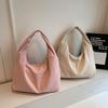 Large capacity corduroy shoulder women's bag bag 2025 new solid color bucket bag casual Korean version armpit bag