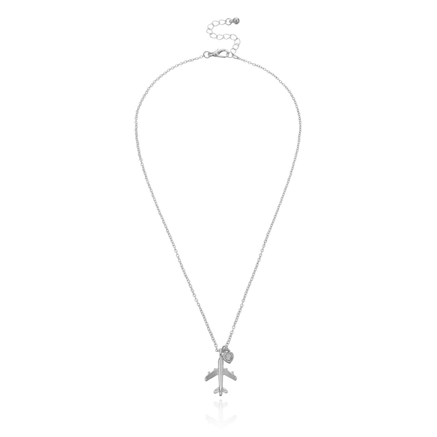 

Accessories, stylish Boeing 111 pendant necklace, heart-shaped rhinestone aircraft necklace