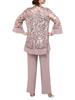 Abito da sera taglie forti da donna europeo e americano - Elegante completo pantalone con ricamo in pizzo pesante