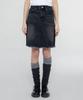 CHICKS Western Mood Cut Denim Midi Skirt Black
