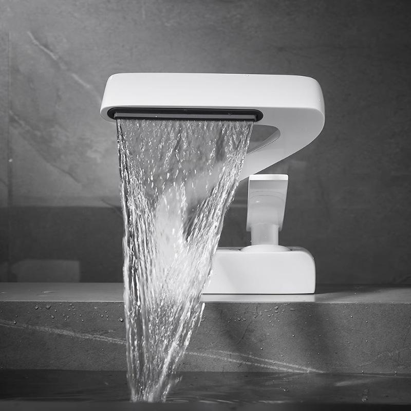 Bathroom Basin Faucets Gold Waterfall Hot and Cold Mixer Taps Black Brass Toilet Sink Water Crane New Style