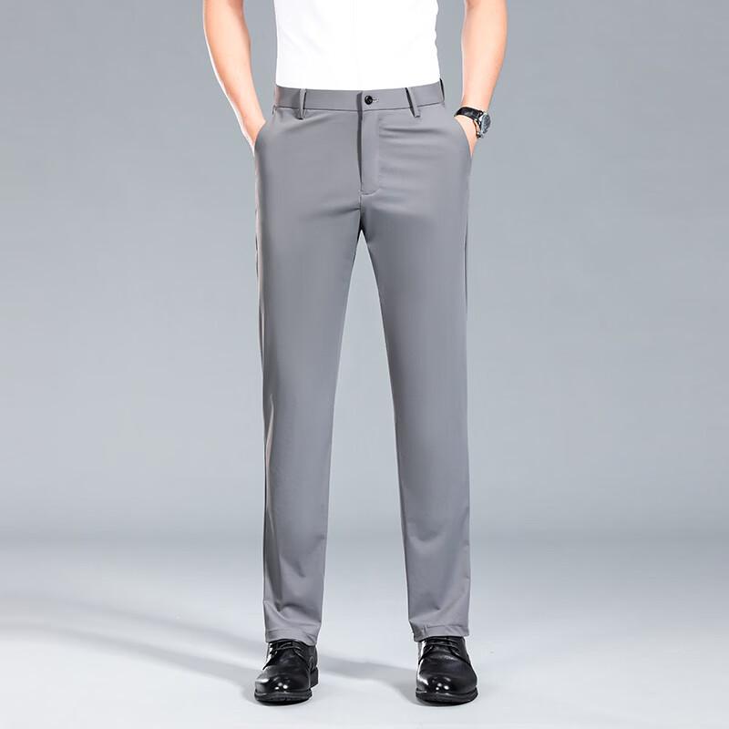 FENGXIAO 2026 Men's Mid-Waist Loose Straight Business Casual Pants