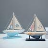 Mediterranean Style Small Boat Decoration Wooden Sailboat Model Small Ornaments Creative Handicraft Boat Model Room Decoration