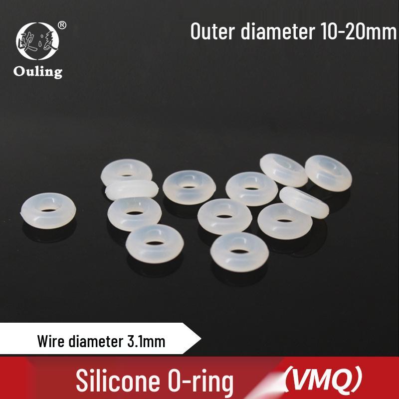White Silicone O-ring, OD 10-20mm, Cross-section 3.1mm Outer Diameter 10mm (10 pcs) White Silicone O-ring