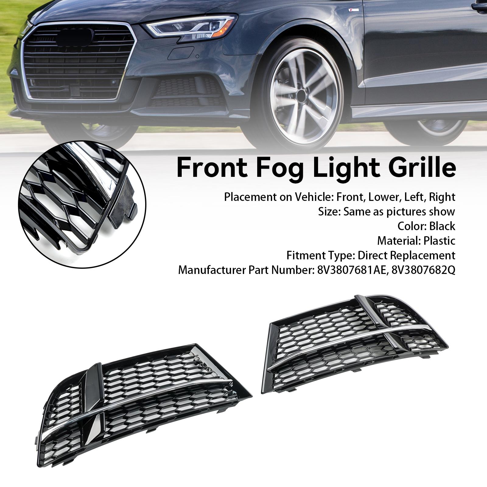 

Front Fog Light Cover Bezel Grill Grille Fit A3 S-LINE 2017-2019 8V