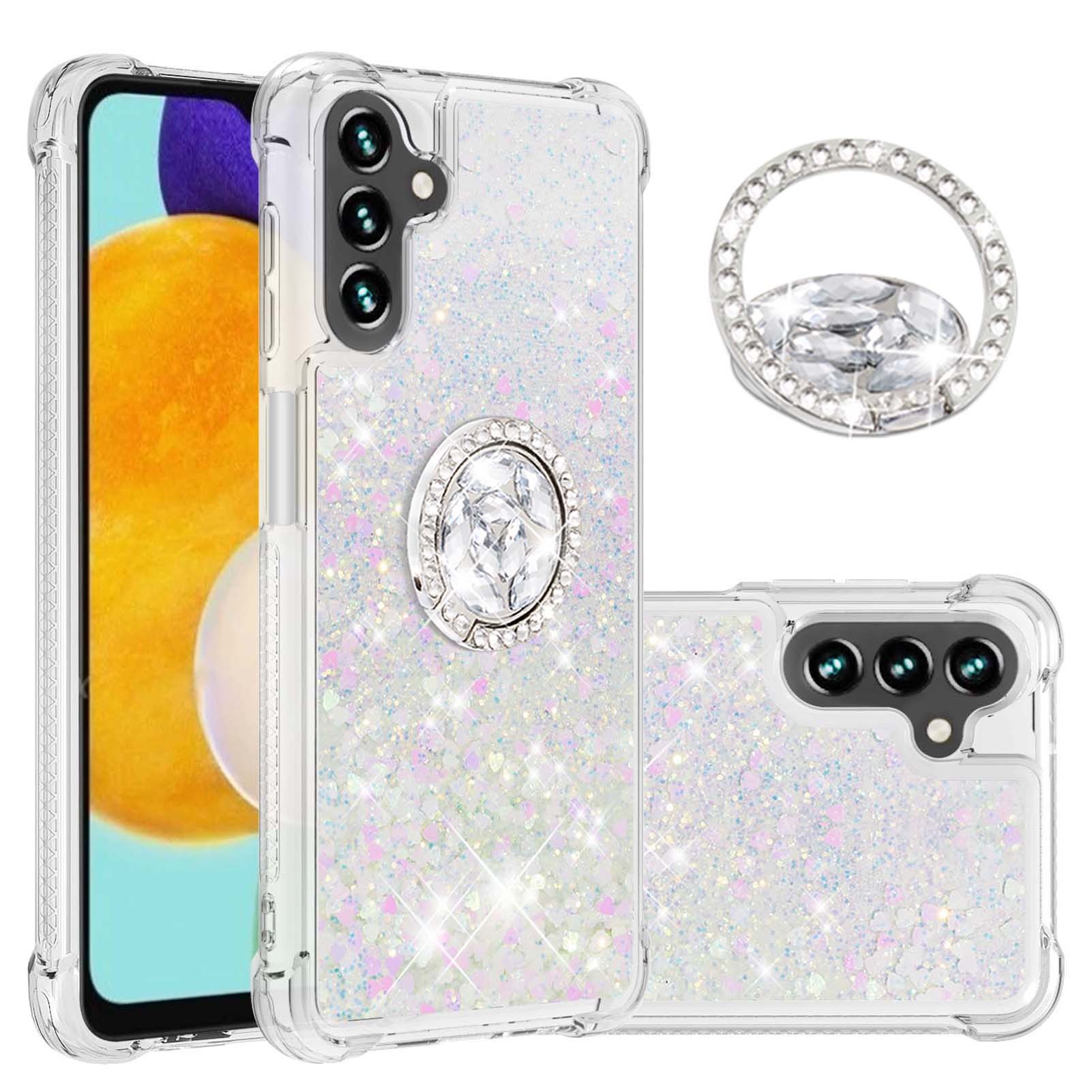 

For Samsung Galaxy A54 5G TPU Case with Kickstand Quicksand Shockproof Cover Laser/Hearts