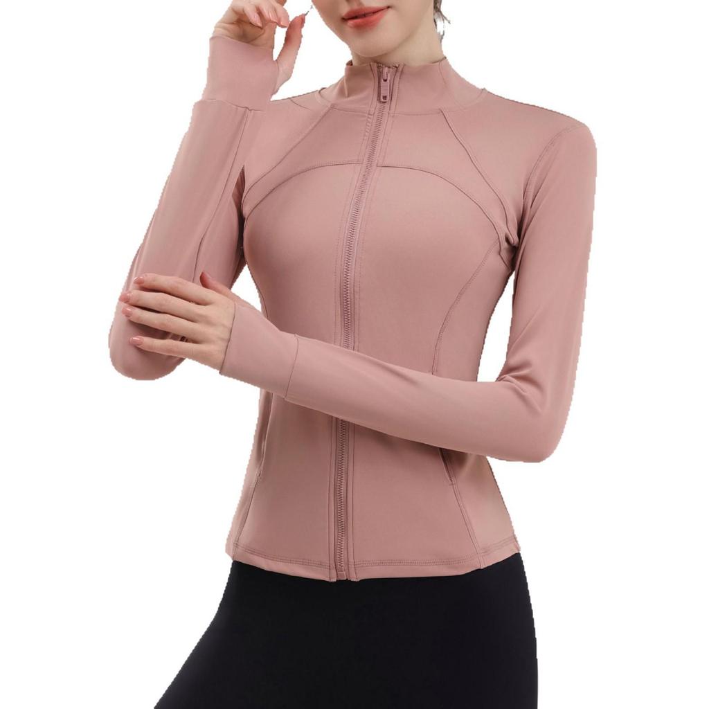 Damen Slim Fit Yoga- & Pilates-Jacke mit Stehkragen und durchgehendem Reißverschluss - Ideal zum Laufen, für Fitness und zum Radfahren.