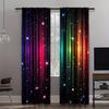 2pcs Magic Rainbow Galaxy Curtains Polyester Light Filtering Drapes for Kids Bedroom Playroom Shining Star Pattern Home Decor