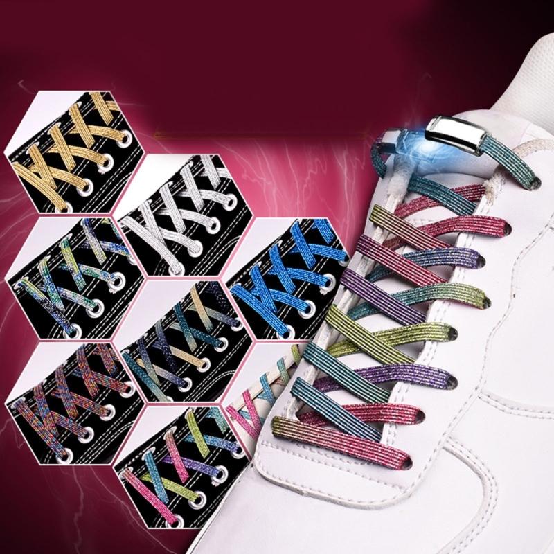Elastic Shoe Lace No Tie Shoelaces No Tie Flat Shoe Laces Stretch Shoe Strings for Adult Kid Elderly Sneakers Runners