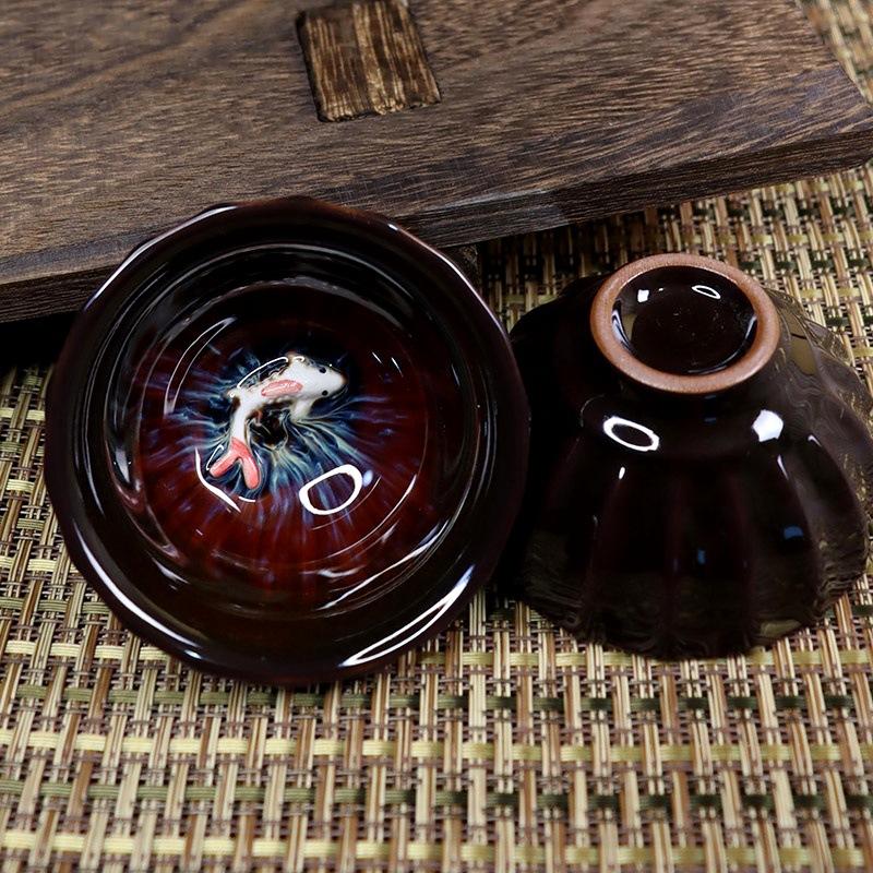 Masterpiece Handmade Jian Zhan Tea Bowl Large Capacity Crystalline Glaze Gongfu Teaware Collector Ceramic for Tea Ceremony 80ml