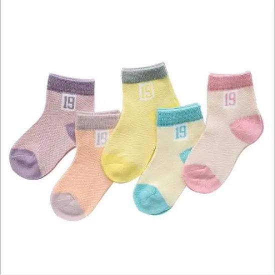 0-3Y 5 Pairs Pack newborn infant socks summer digital color matching baby socks