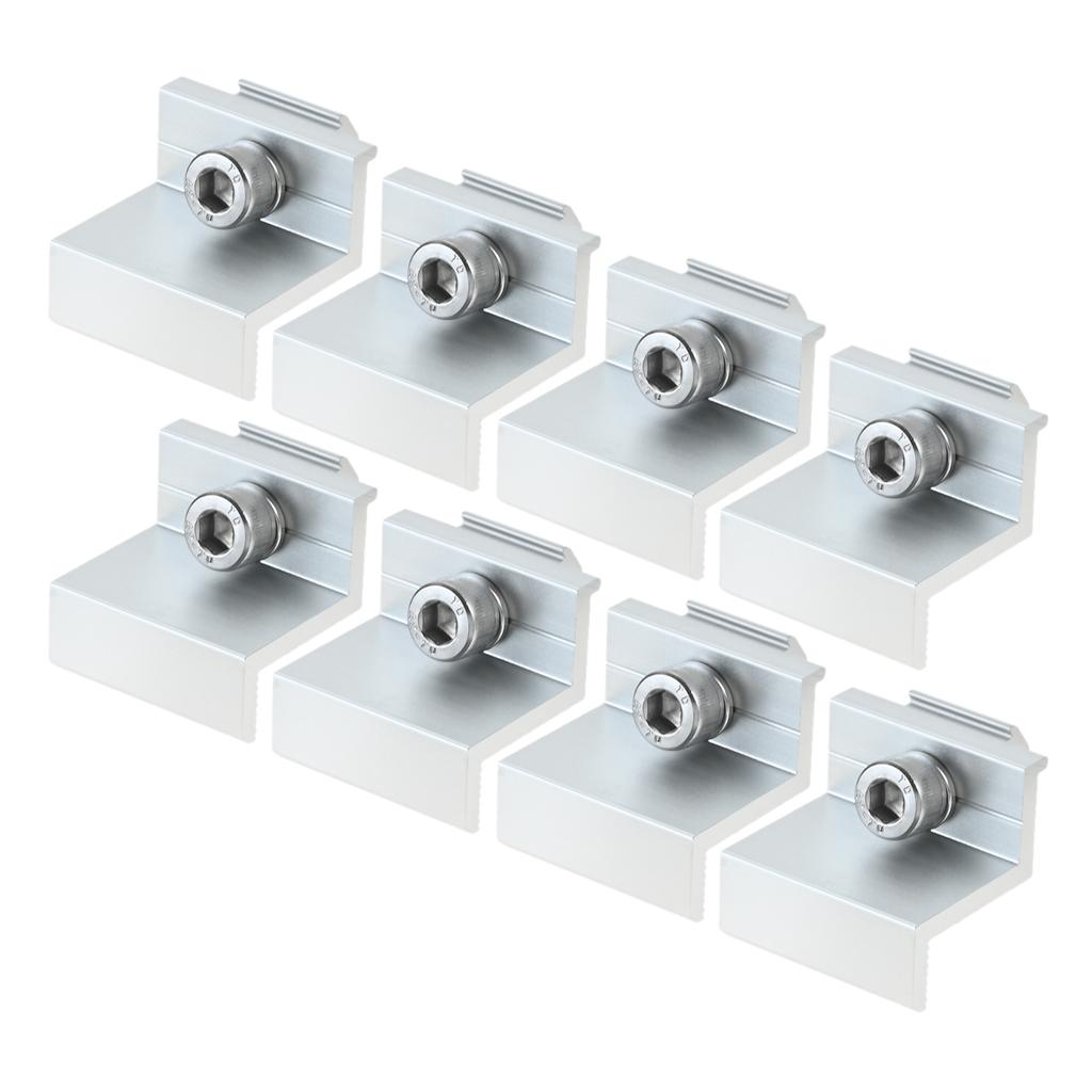 8pcs Aluminium Alloy Solar Panel End Clamp Holder Clips 30mm Solar Modules Fixing PV Bracket End Clamp Middle Clamp Silver/black