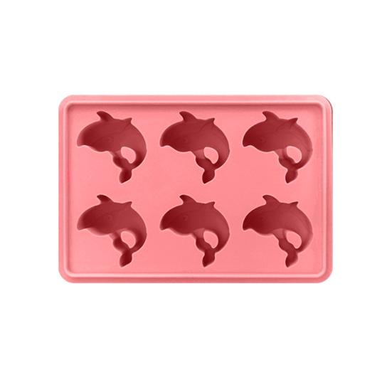 Silicone Ice Tray with Lid Dolphin-Shaped Ice Mold 6-Cavity BPA-Free Easy Release Ice Cube Maker for Cocktails