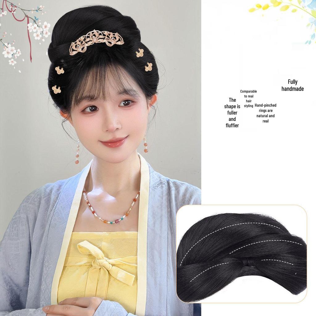 Ming Dynasty Hanfu Clip-in Hair Bun: Silk Wig for Ancient Costume Hairstyles