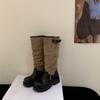 Coarse heel French western cowboy boots women's boots autumn and winter new tall stacking boots