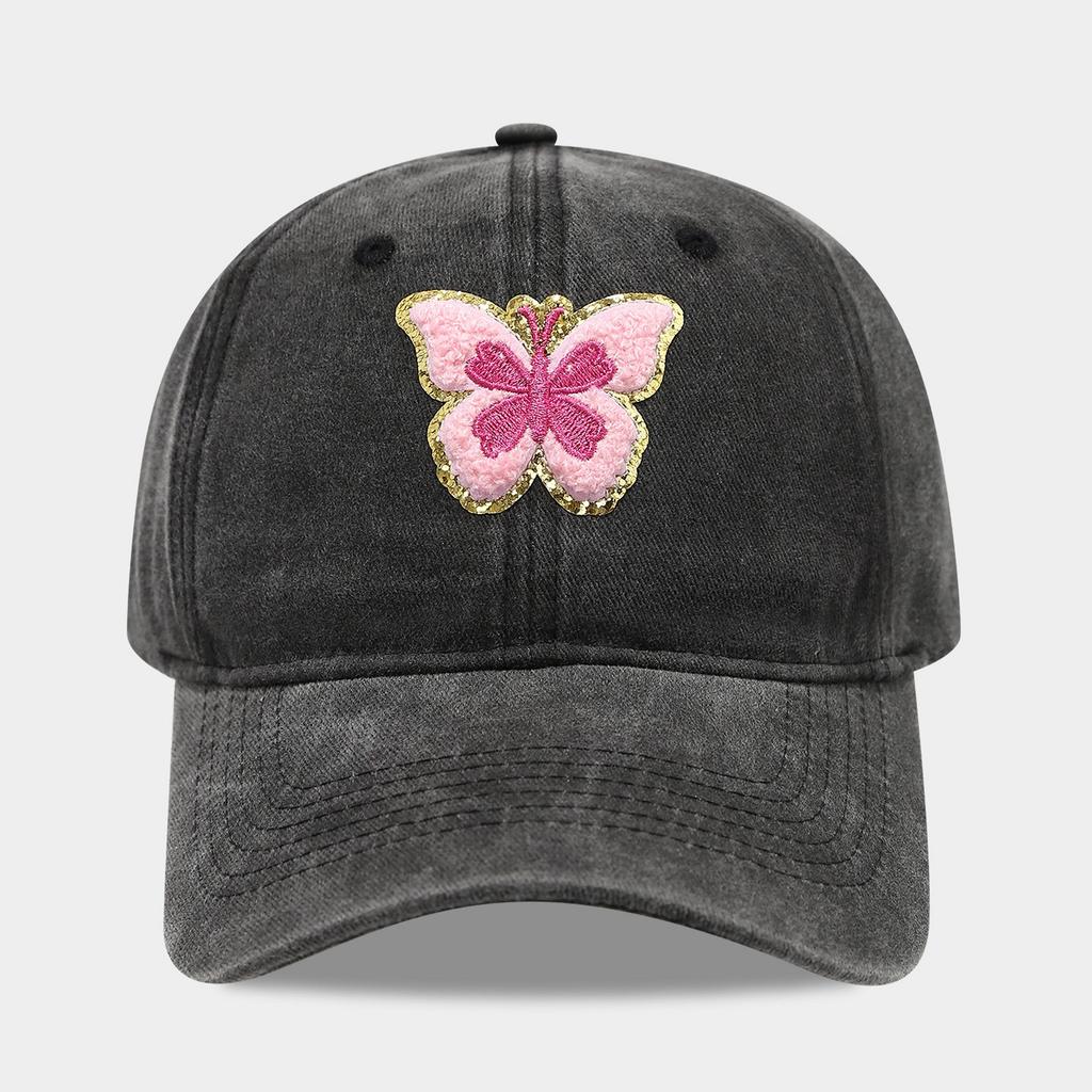 Washed and Old Butterfly Pattern Baseball Cap Female Tide Brand Soft Top Cap Outdoor Leisure Sports Sun Hat