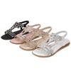 Fashion Summer Plus Size Shoes for Women 36-46 Elegant Elastic Band Comfortable Platform Wedges Flats Rhinestone Sandals Beach Footwear