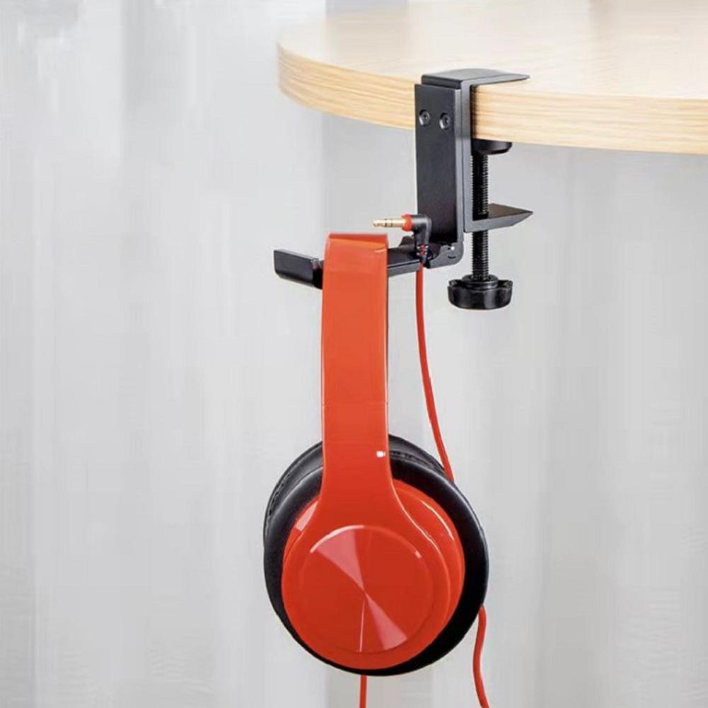 Foldable Headset Rest with Adjustable Clamp Under Desk Earphone Stand Metal Earphone Hanger for Gaming PC Accessories
