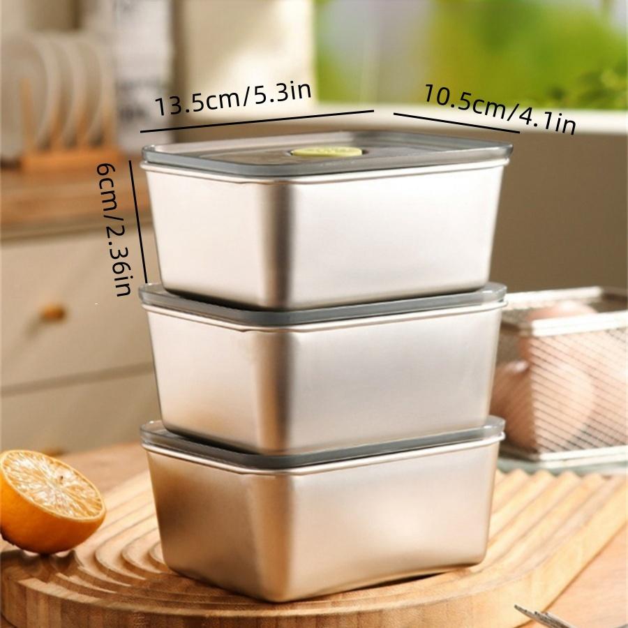 Stainless Steel Food Storage Container with Silicone Lid Sealed Lunch Box for Daily Meals Portable Refrigerator Organizer