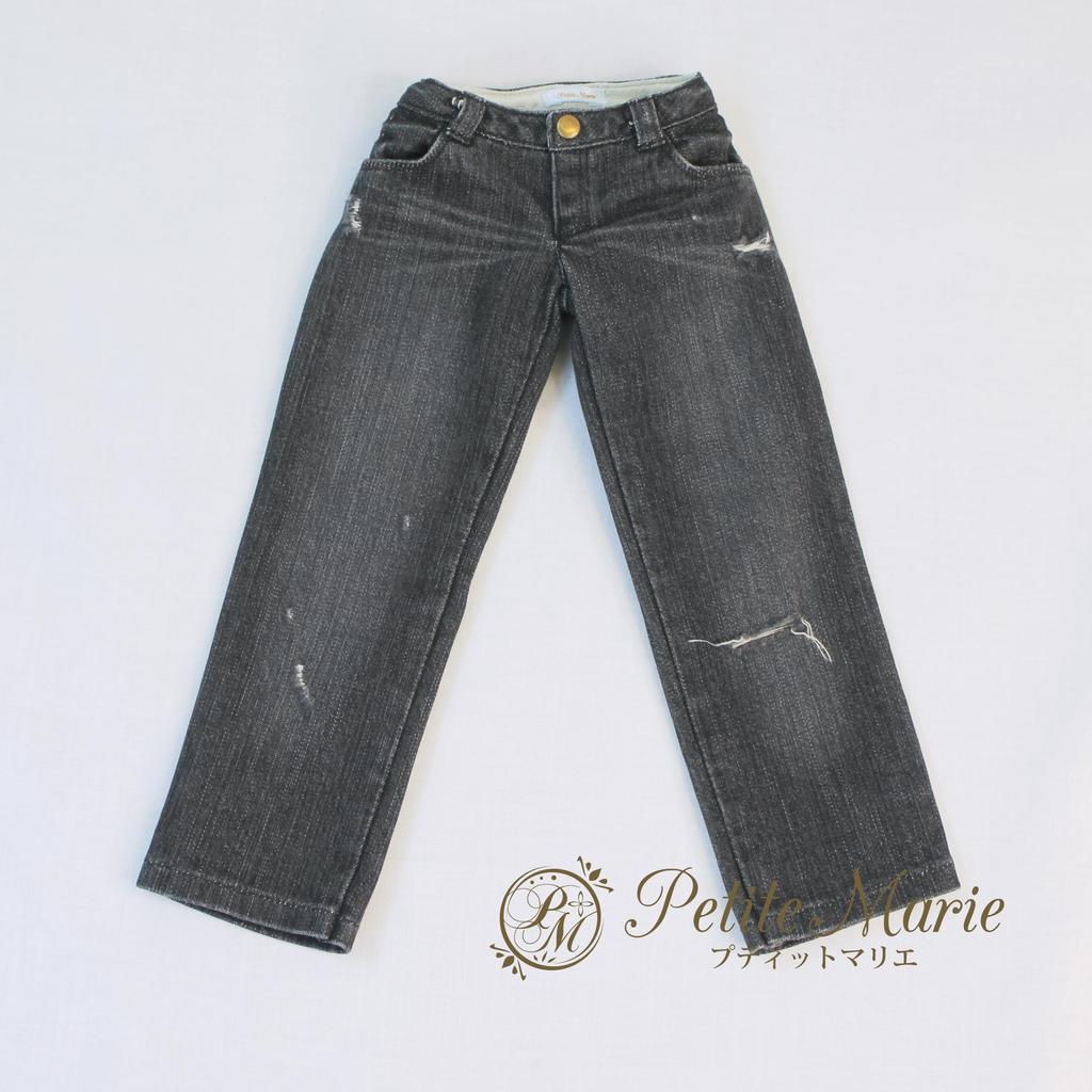 [Petite Marie] 13 DDS Compatible Okayama Processing Distressed 810th Length Wide Jeans Black KOJIMA Processing Jeans Distressed Processing Low Rise