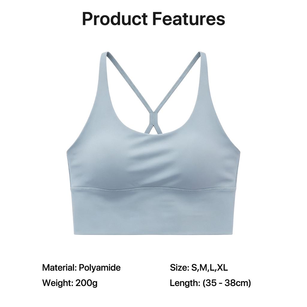 Women Stylish Cross Back Yoga Tank Top with One-piece Chest Pads, Elastic Comfort Workout Bra, Light Support Activewear for Sports and Outdoor