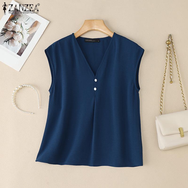 ZANZEA Women Casual V-Neck Summer Sleeveless Tank Tops