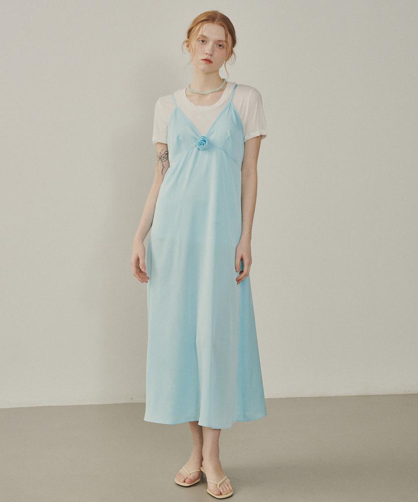 Melly And Rose Rose Corsage Sheer Long Dress (315302)_Blue