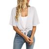Cardigan da Donna a Maniche Corte con Nodo Frontale Leggero Aperto Vestibilità Larga Kimono Blusa Casual Top per l'Uso Quotidiano