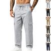 Men S Casual Sports Cargo Pants Straight Leg Drawstring Multi Pocket