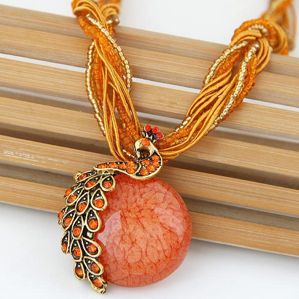 Bohemian Tassel Peacock Gem Necklace for Women