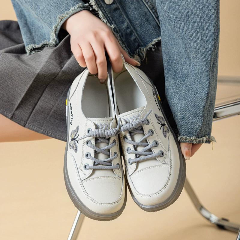 GKTINOO Women Sneakers 2025 Spring New Genuine Leather Loafers Women Casual Lace-up Women's Nurse Shoes Big Size