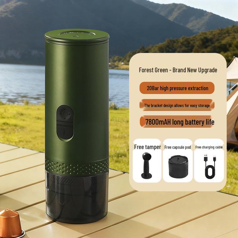 

Compact Electric Italian Espresso Maker for Outdoor Use зелений