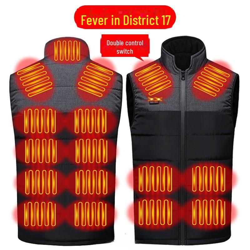 

Унісекс Розумний Жилет з Підігрівом з 21-зонним Контролем Постійної Температури та Кольоровою Гамою L чорний/сірий колір