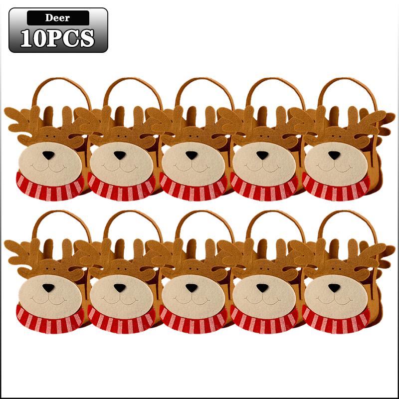 1-10PCS Christmas Felt Candy Bags Cartoon Apple Pouch Santa Sack Kids Gift Packaging Bag Xmas Tree Holiday Decoration