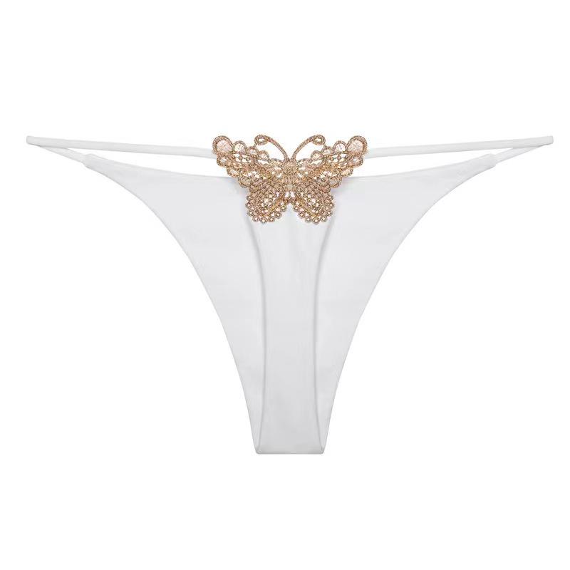 Butterfly Embroidery Low-Waist Seamless Thong - Spring/Summer Collection